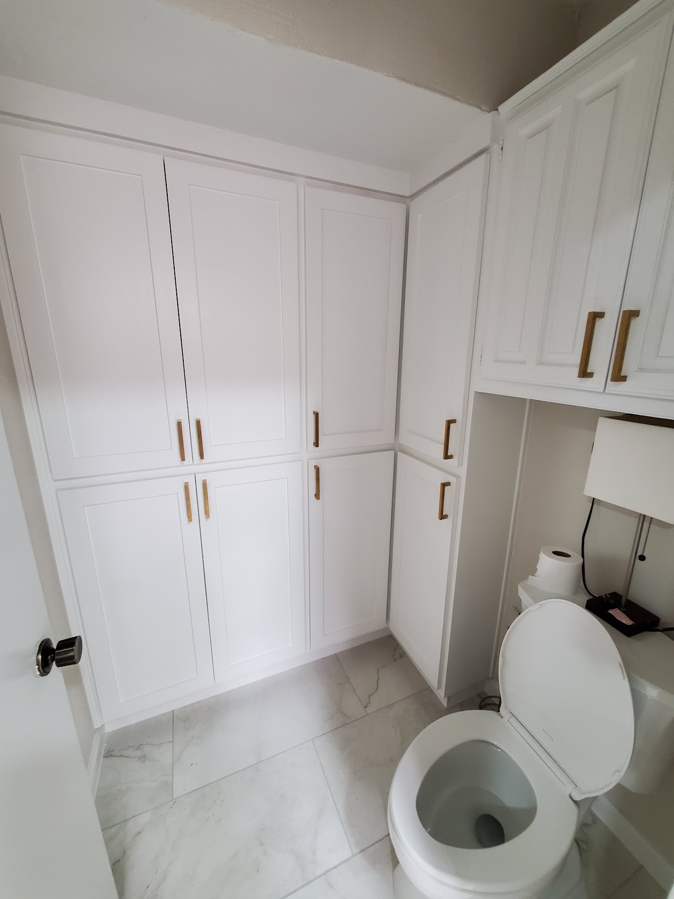 Completed bathroom cabinetry and tile detail