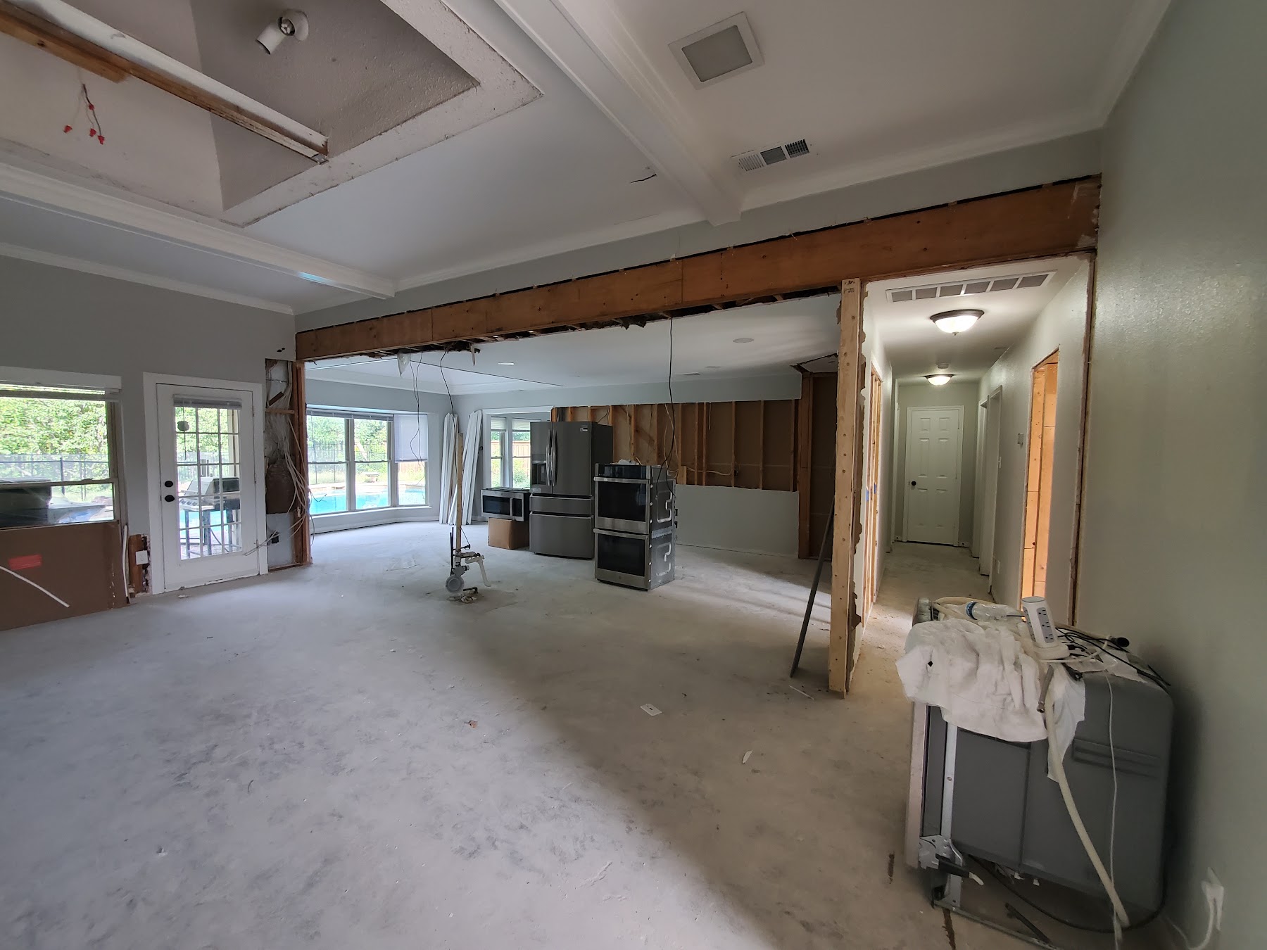 Open living space during construction before renovation is finished